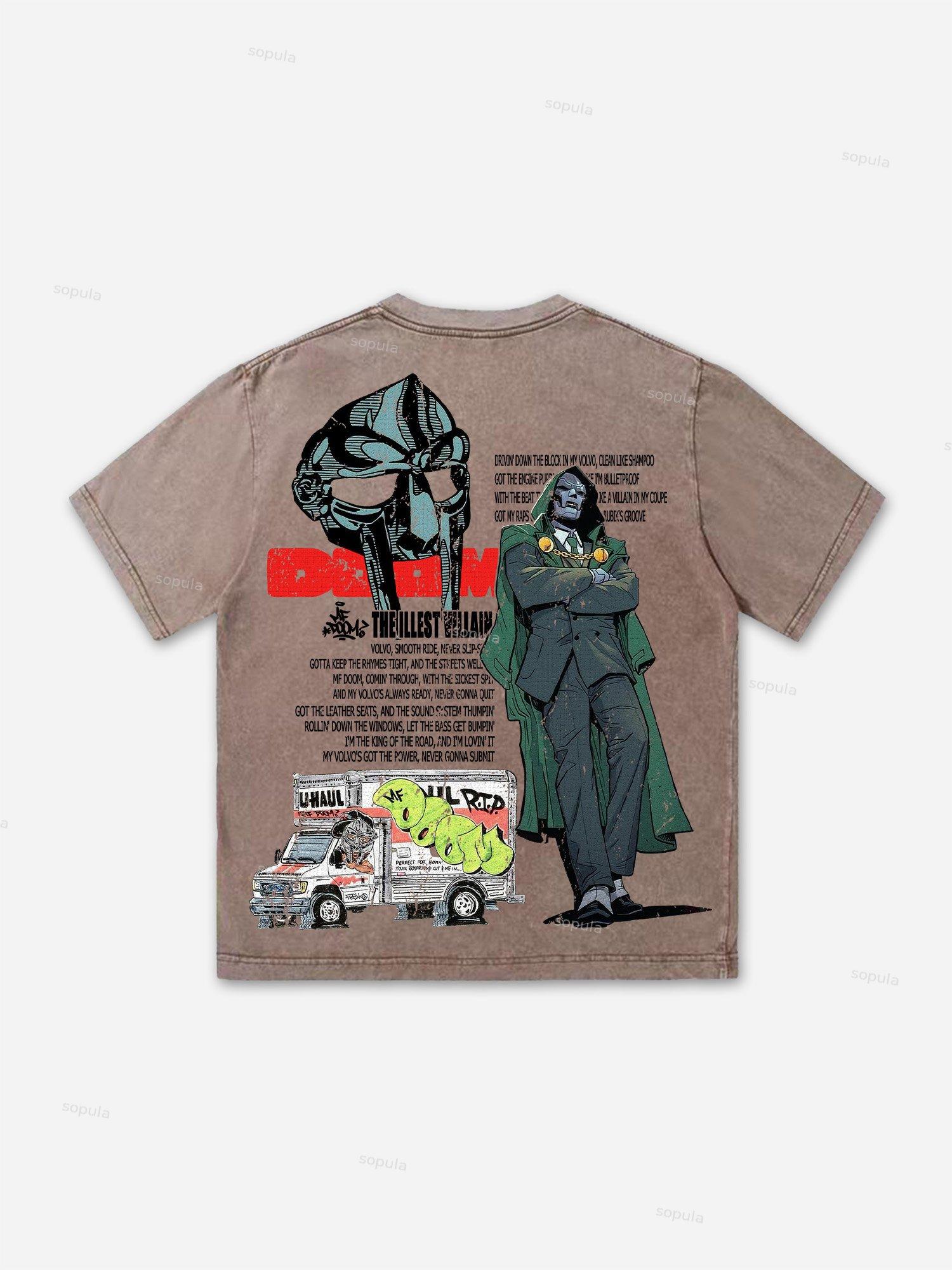 Sopula Vintage The Illest Villain Mf Doom Graphic Print Acid Washed T-Shirt Product Image