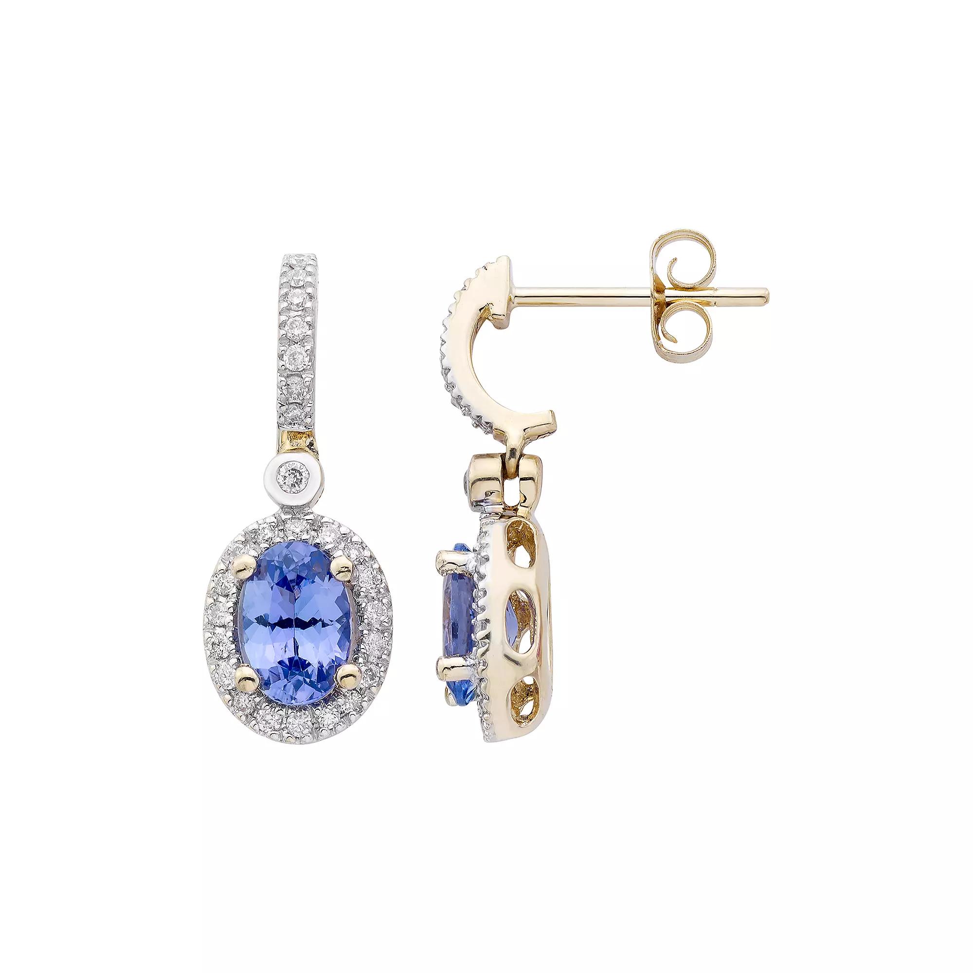 14k Rose Gold Tanzanite & 1/4 Carat T.W. IGL Certified Diamond Oval Earrings, Women's, White Product Image