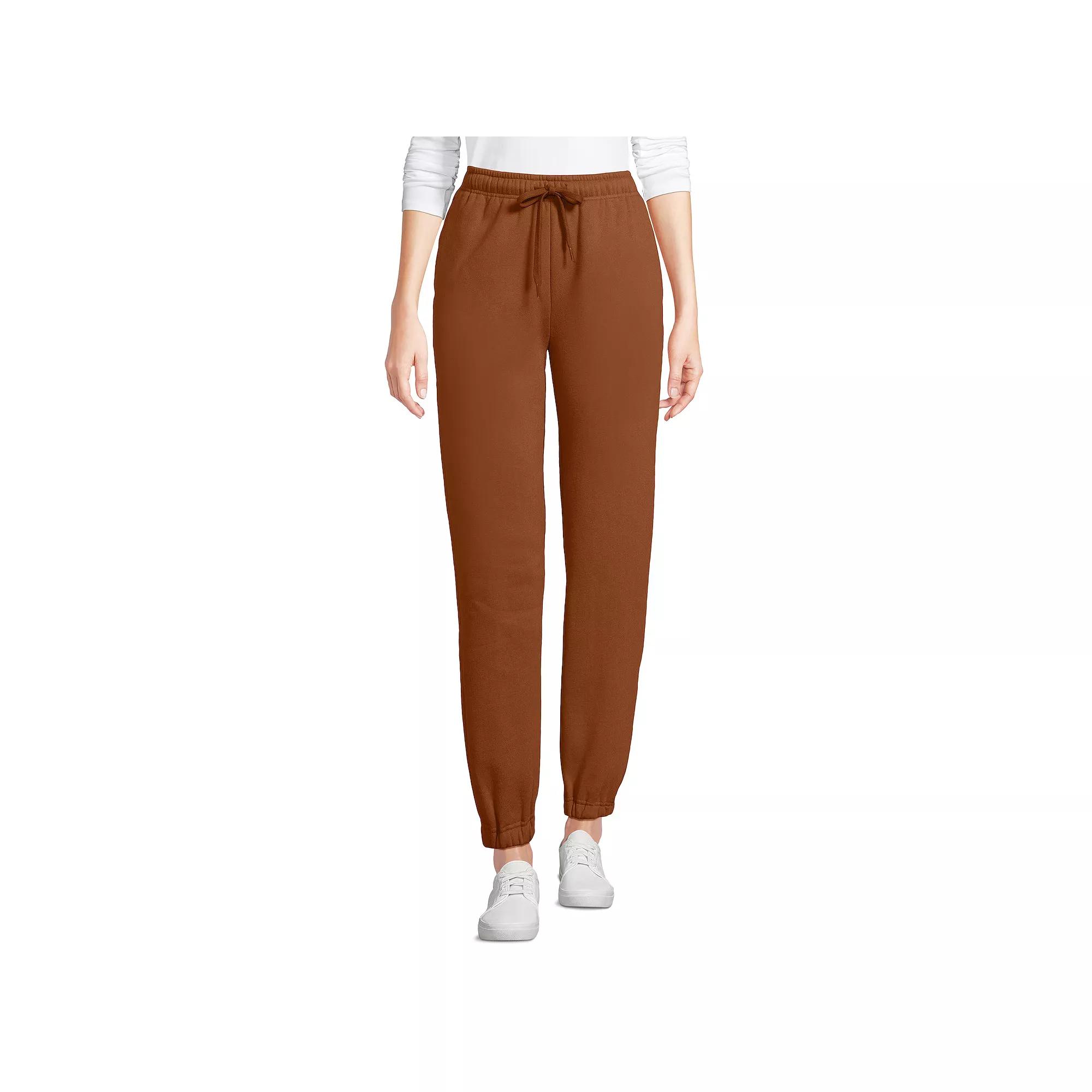 Women's Lands' End Fleece High Waisted Jogger Pants,  Product Image