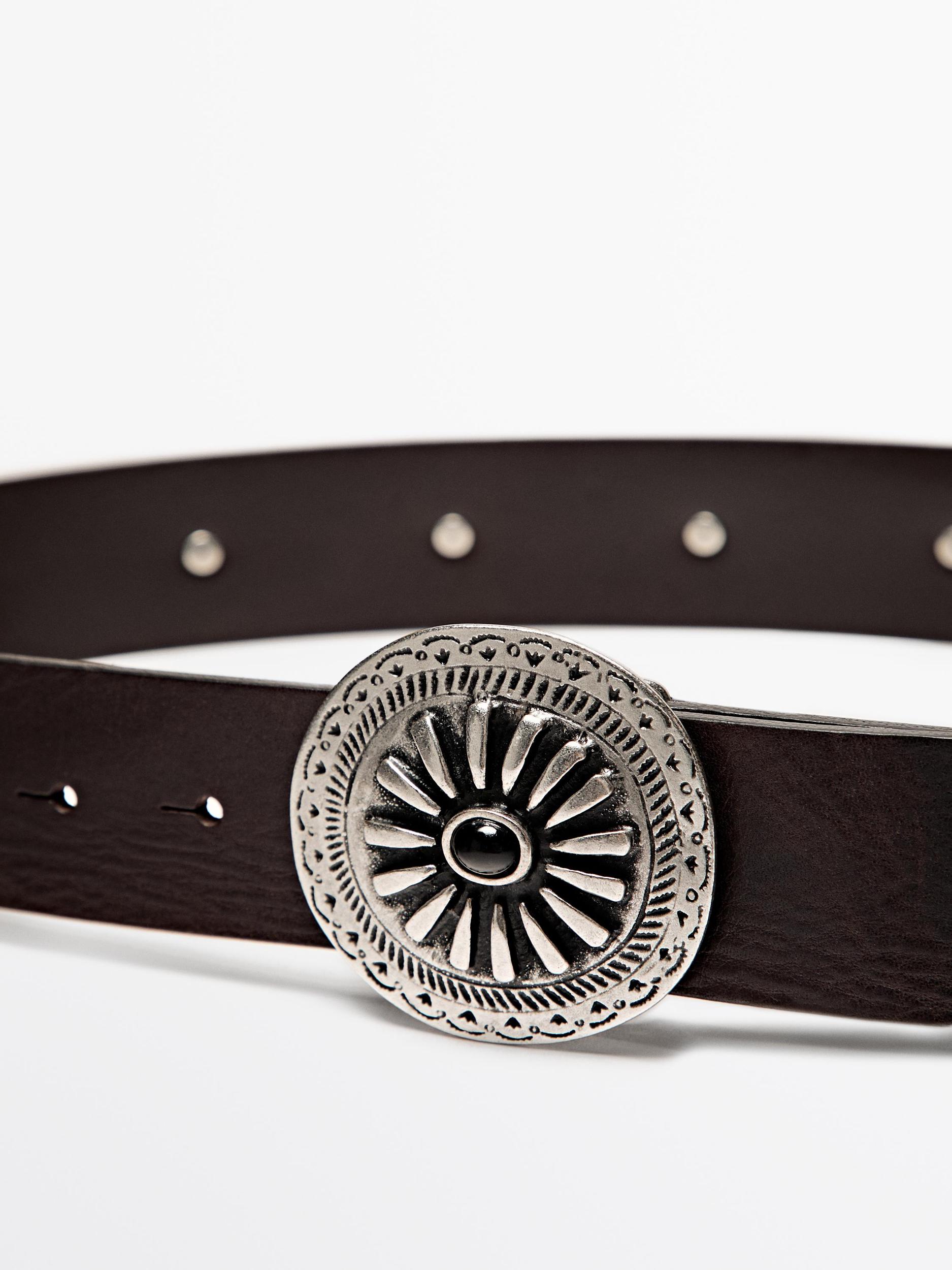 Leather belt with boho appliqués Product Image