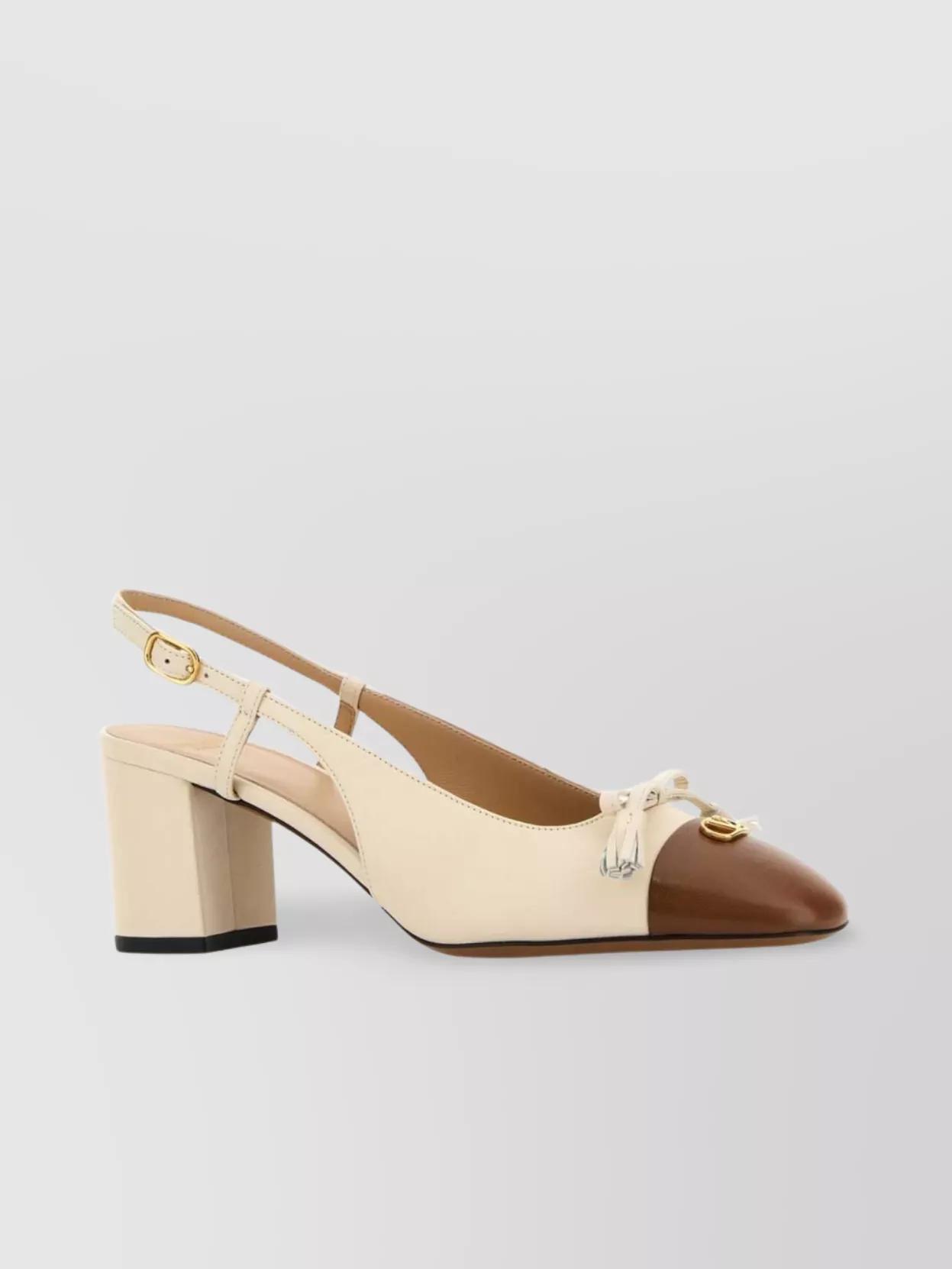 VALENTINO GARAVANI Leather Vlogo Signature Pumps With Slingback Strap In Neutral Product Image