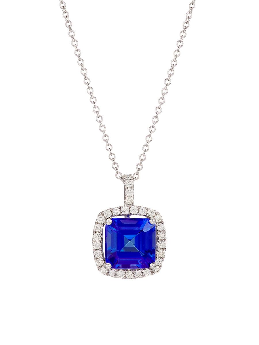 Womens 14K White Gold, 0.36 TCW Diamond & Tanzanite Pendant Necklace Product Image