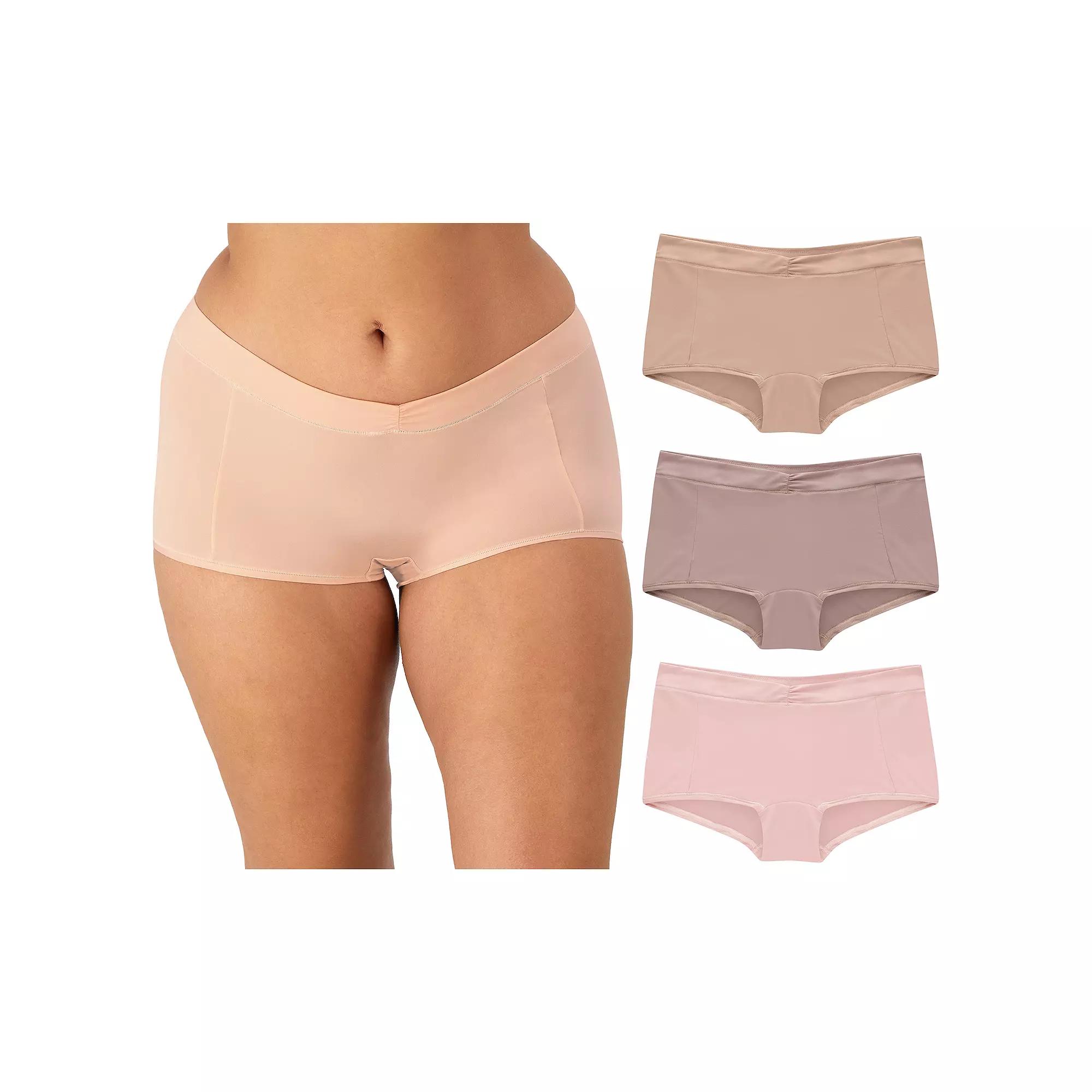 Maidenform 3-Pack Everyday Luxe Boyshort Underwear DM3TBS, Women's, Size: Large, Brown Eve Blush Product Image