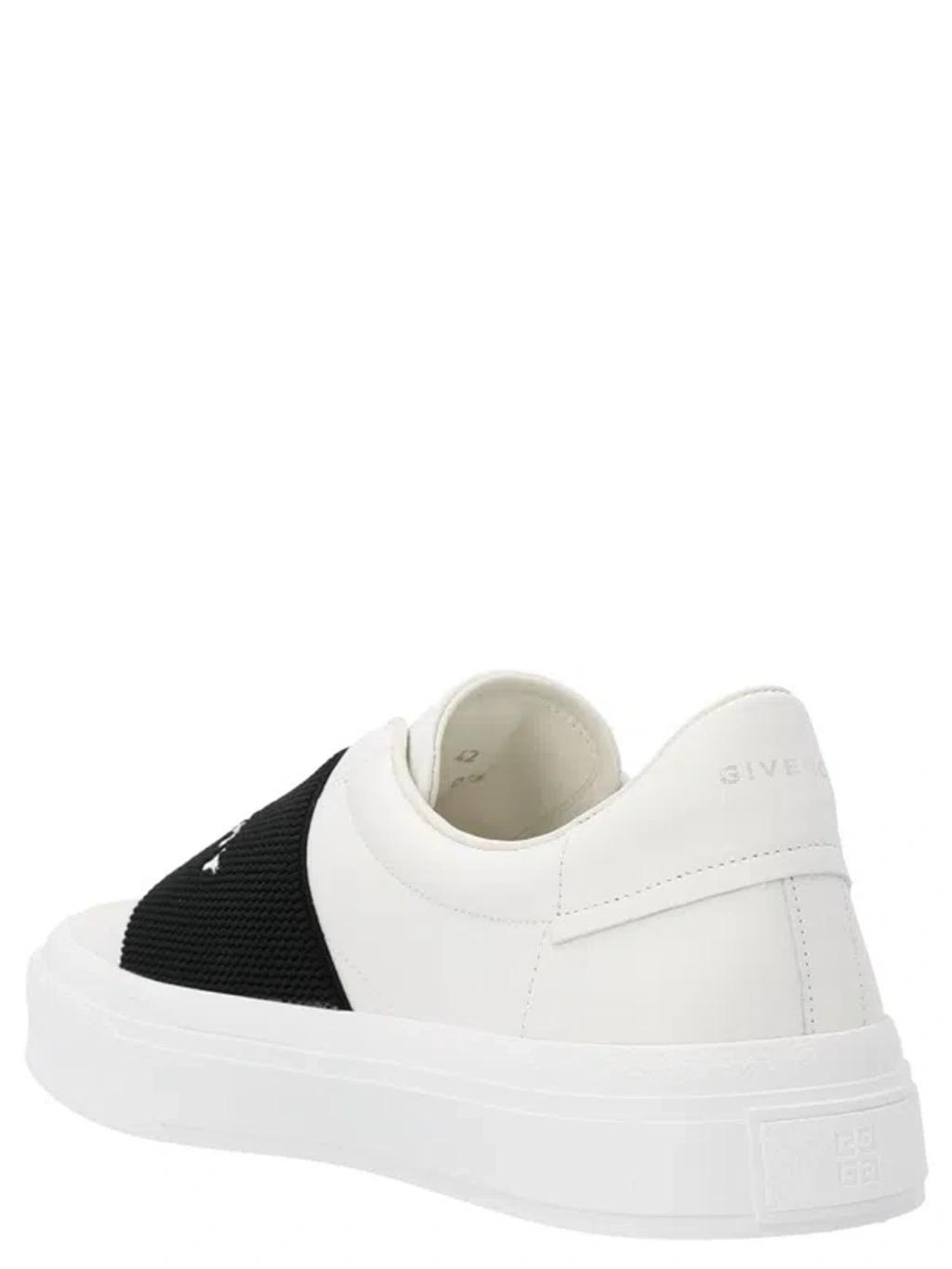 GIVENCHY Logo-embroidered Slip-on Leather Sneakers In White Black Product Image