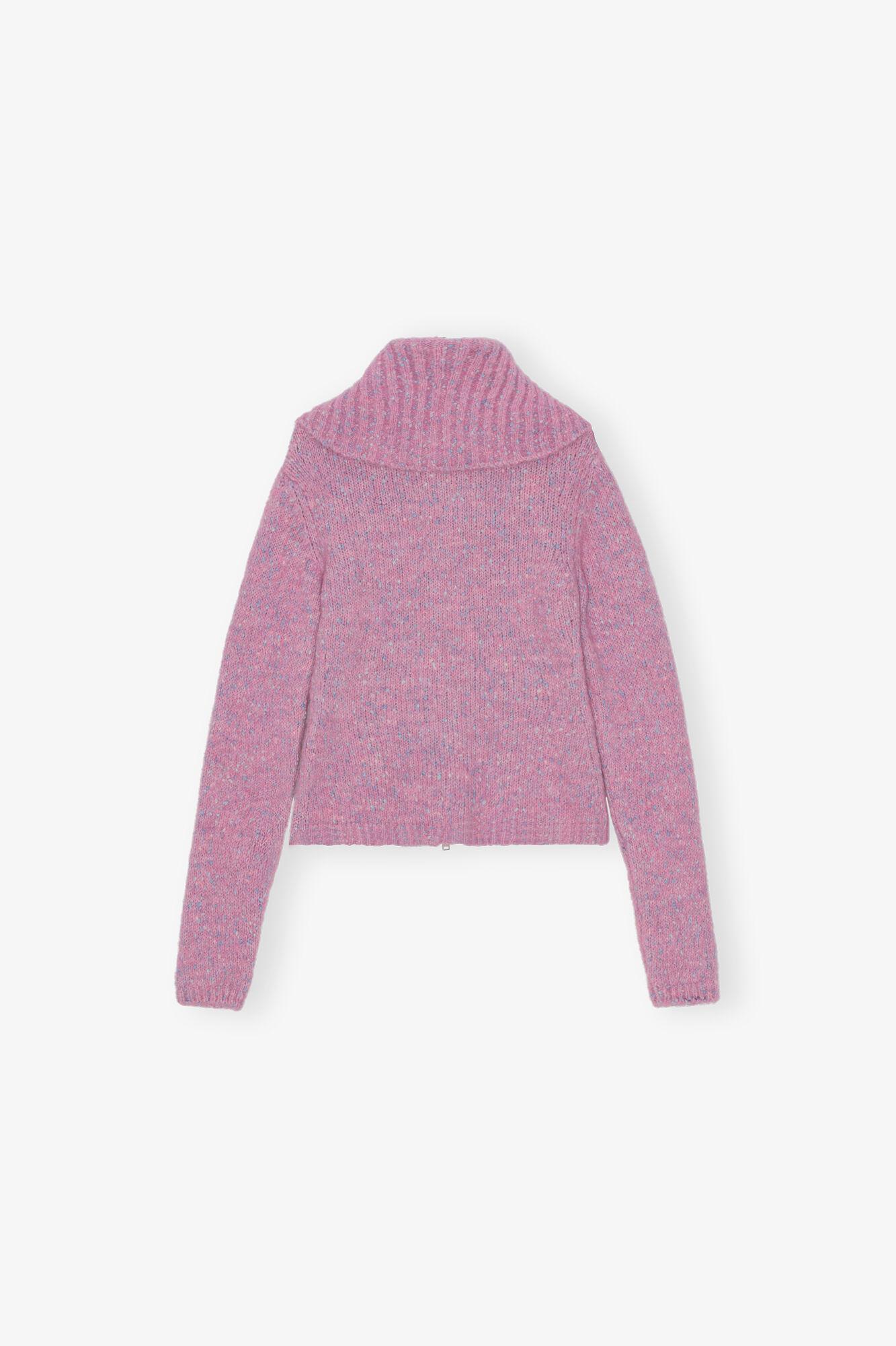 Pink Highneck Zip Cardigan Product Image