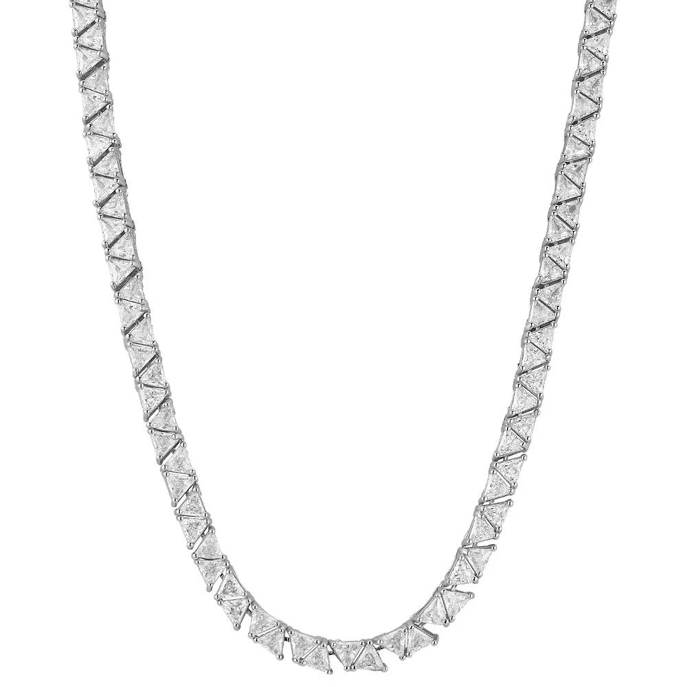 WINX Cubic Zirconia Triangular Gem Tennis Necklace, Women's, Size: 16", Silver Tone Product Image