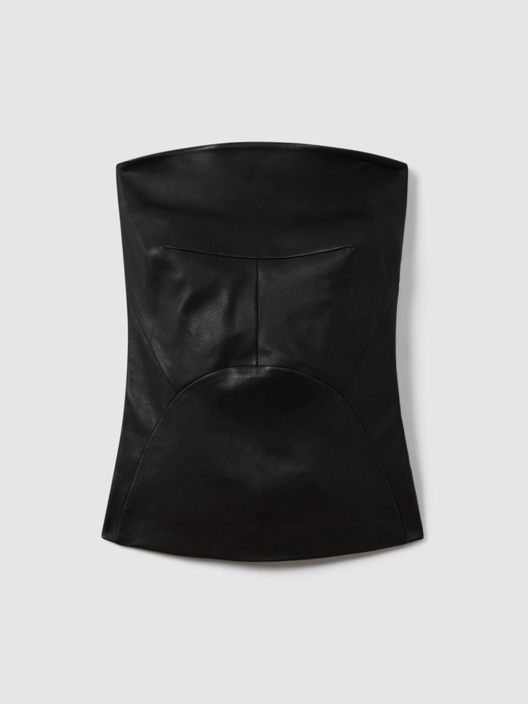 Atelier Strapless Leather Top in Black Product Image