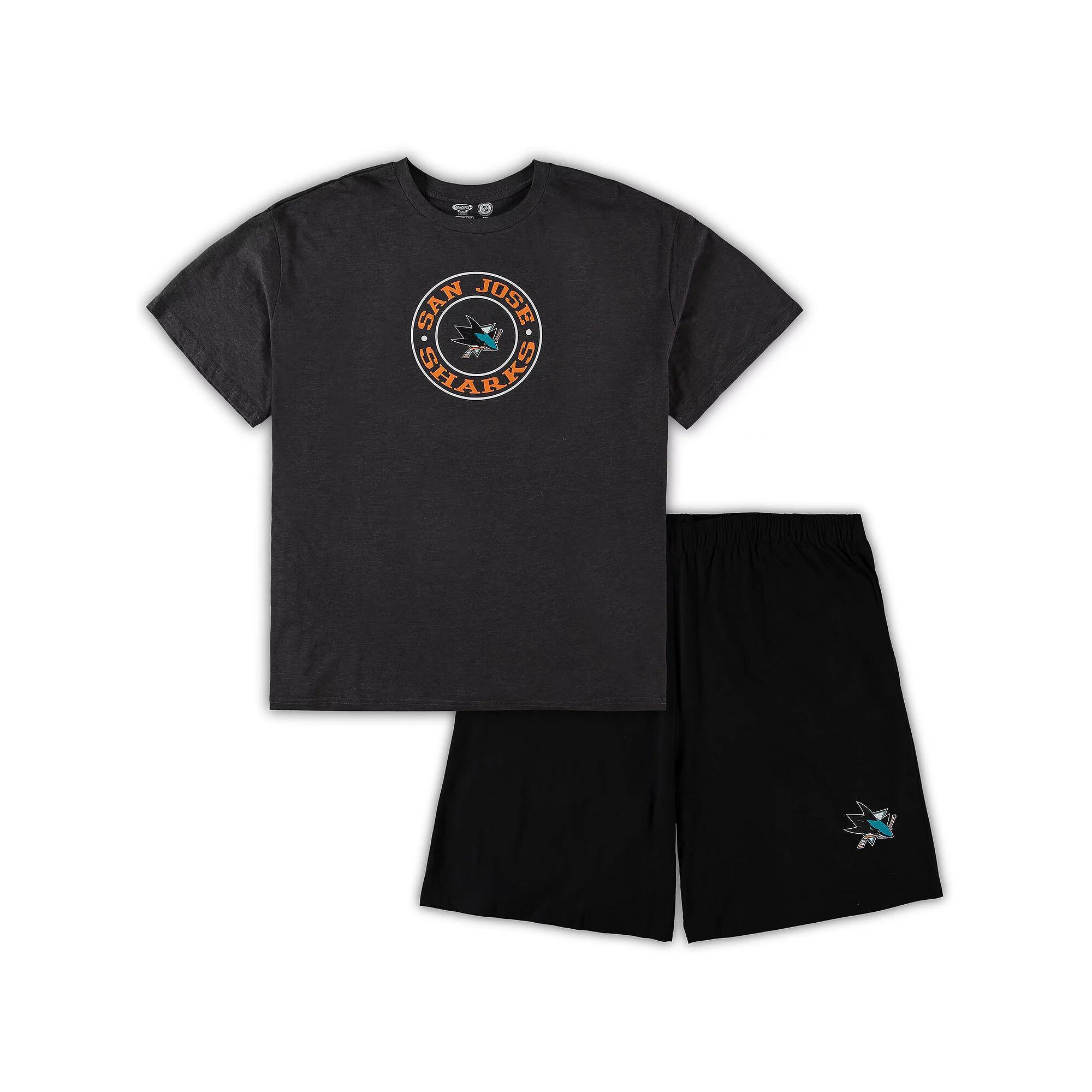 Men's Concepts Sport Black/Heathered Charcoal San Jose Sharks Big & Tall T-Shirt & Shorts Sleep Set, Size: 3XLT, Sks Black Product Image