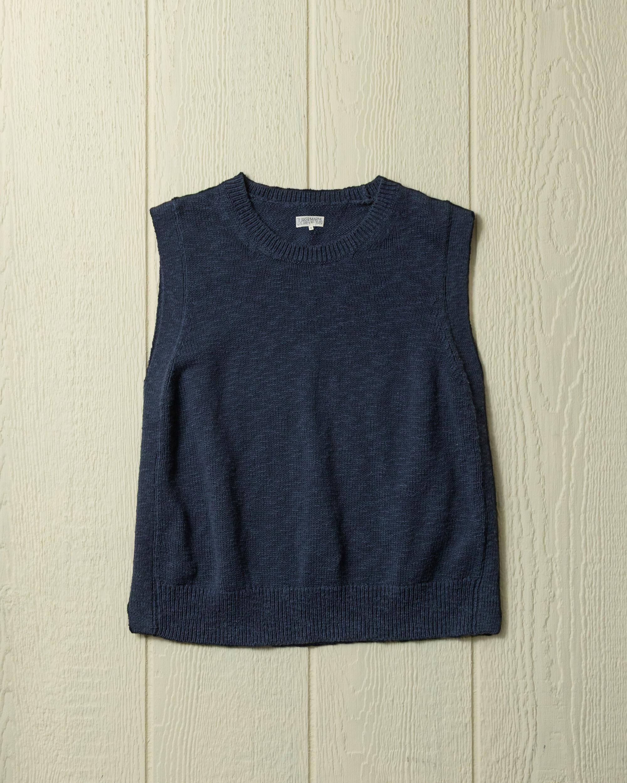 Women's Homespun Cotton Vest in Navy Product Image