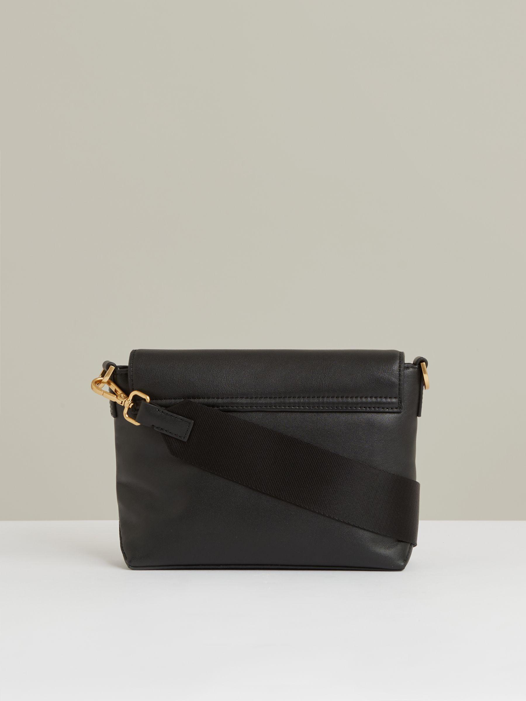Leather Flap Crossbody Bag in Black Product Image