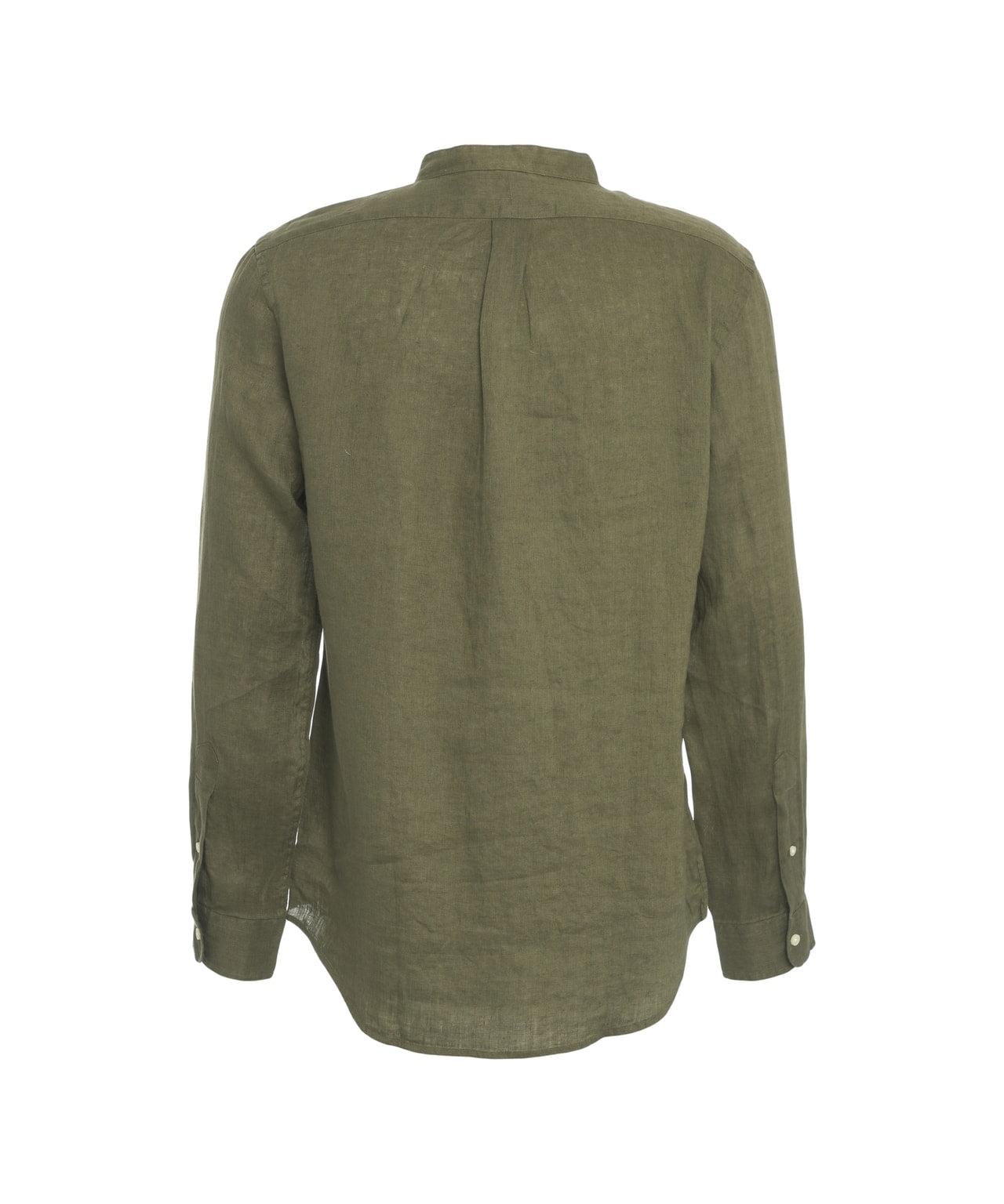 Linen shirt with logo embroidery Product Image