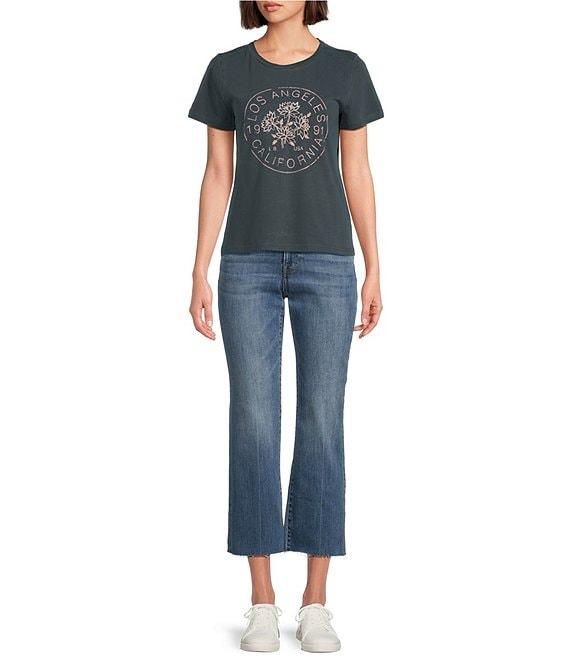 Lucky Brand Knit Graphic Print Crew Neck Short Sleeve Tee Shirt Product Image