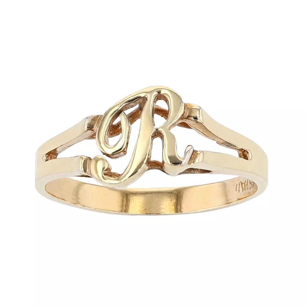 Traditions Jewelry Company 18k Gold Over Silver Script Initial Ring, Womens Product Image