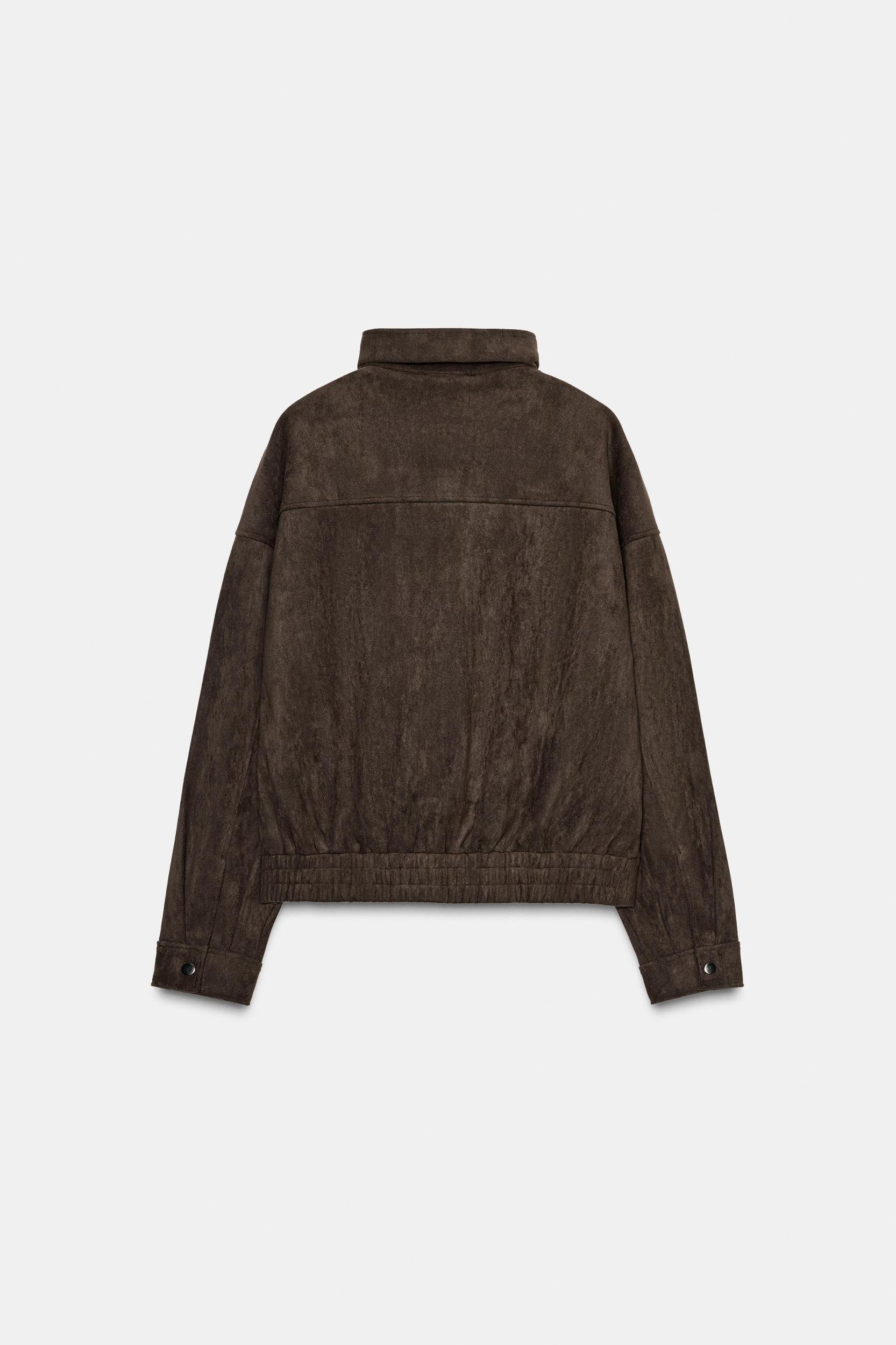 OVERSIZED FAUX SUEDE BOMBER JACKET Product Image