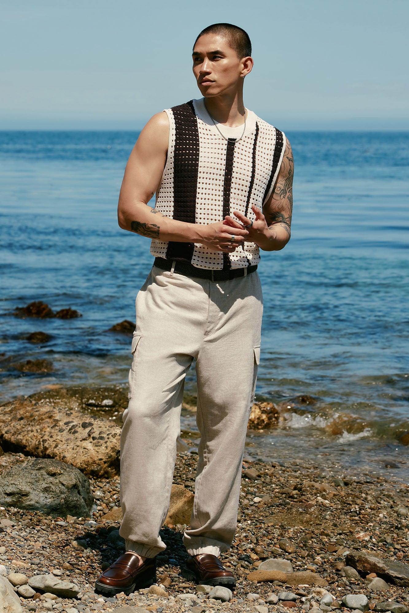 Multistriped Knit Muscle Tee - Cream/combo Product Image