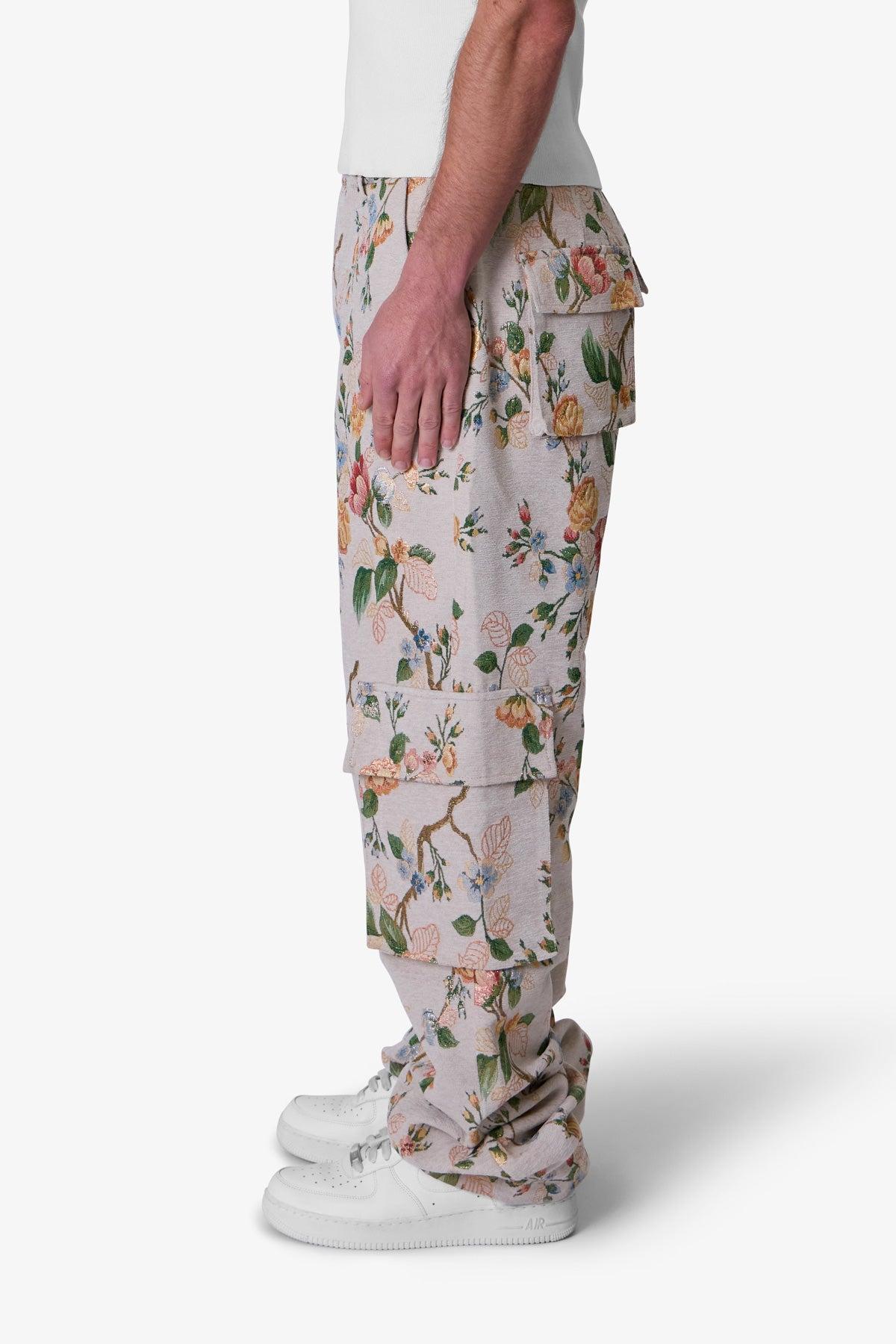 Jacquard Rose Cargo Pants - Gold Product Image