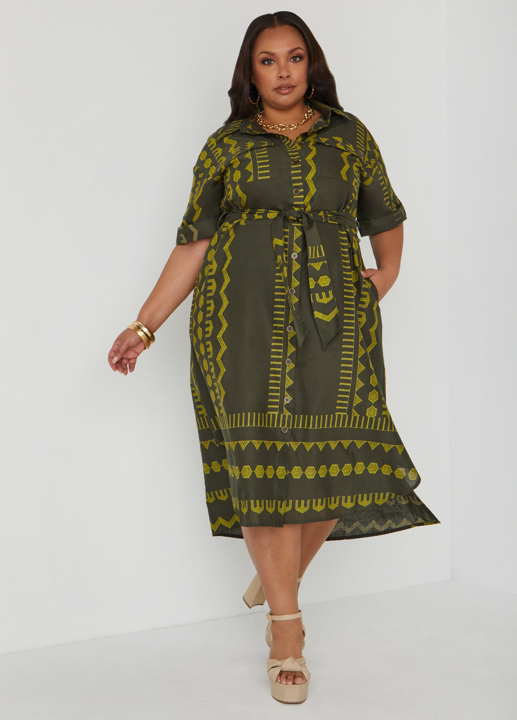 Printed Linen Blend Shirtdress Product Image