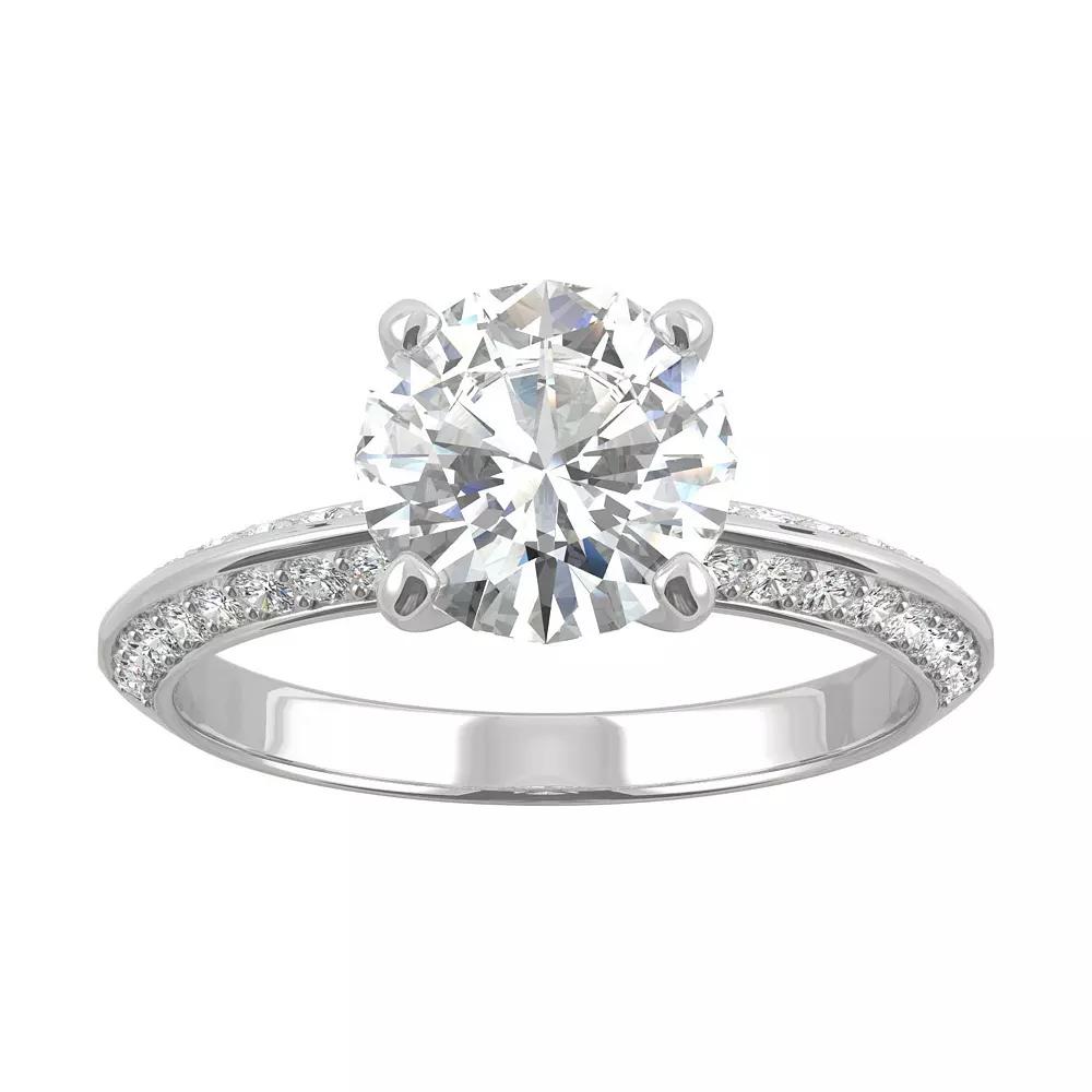 Charles & Colvard 14k White Gold 2 1/4 Carat T.W. Lab-Created Moissanite Round Knife Edge Engagement Ring, Women's, Size: 8 Product Image