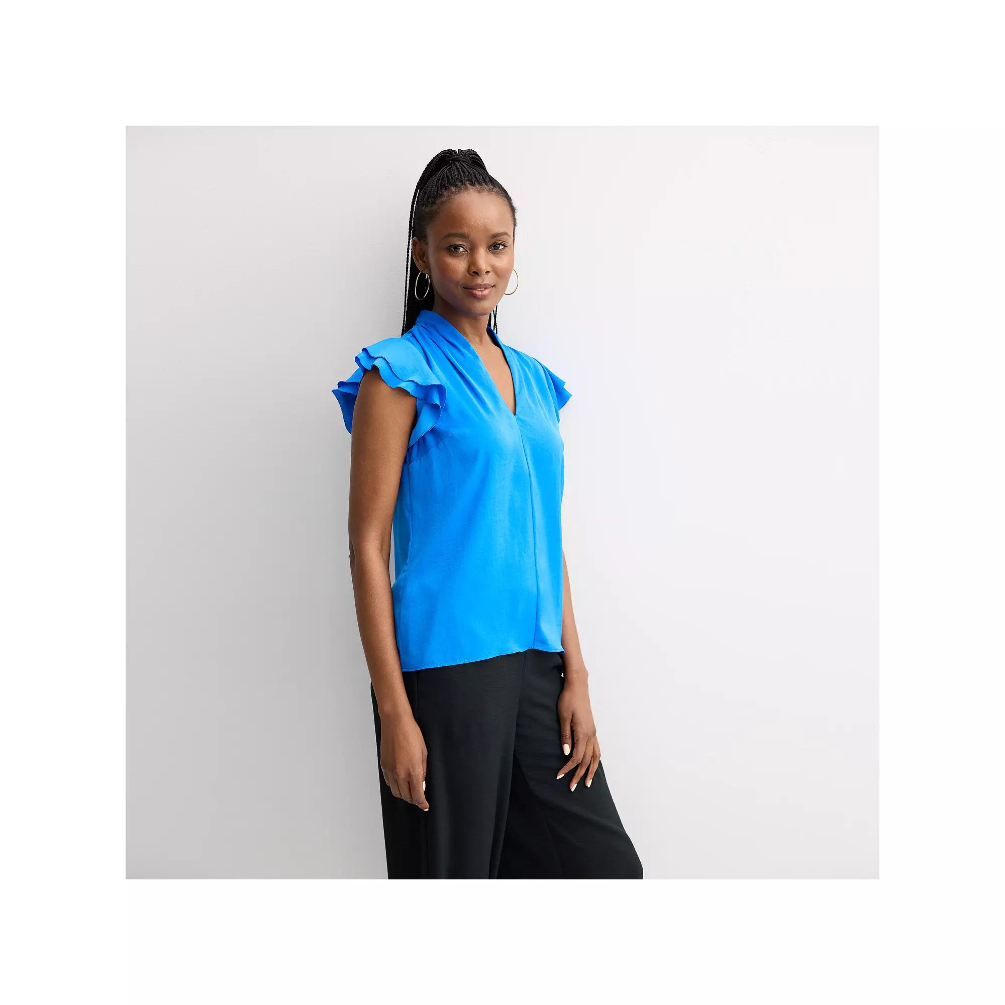 Women's Nine West Flutter Sleeve Satin Blouse,  Product Image