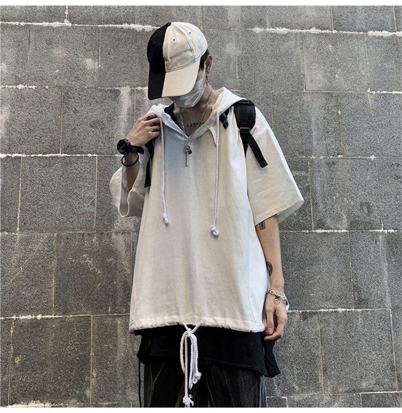 Short-Sleeve Hooded Top Product Image