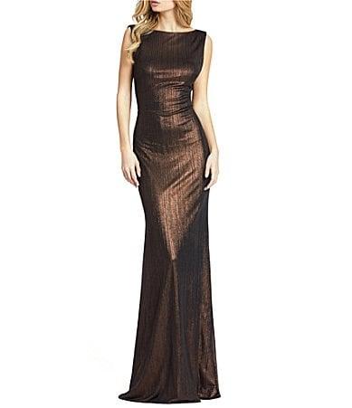 Womens Metallic Cowlneck Mermaid Gown Product Image