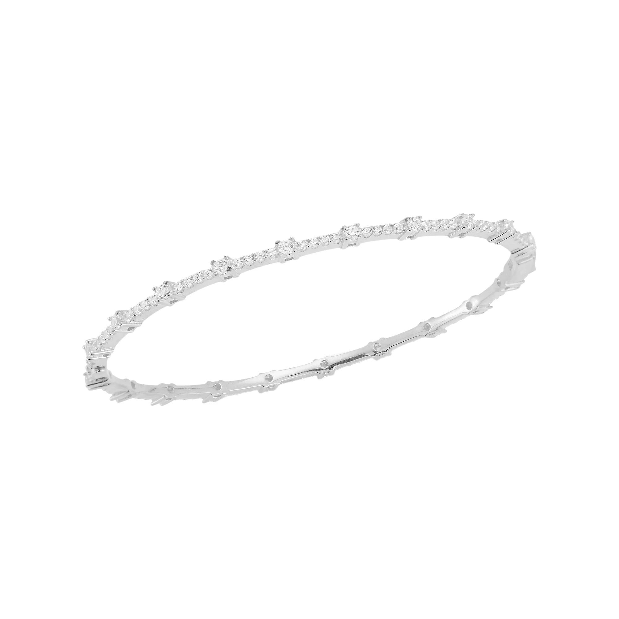 Sunkissed Sterling 14k Gold Over Silver Cubic Zirconia Bangle Bracelet, Women's, Size: 7", Silver Tone Product Image