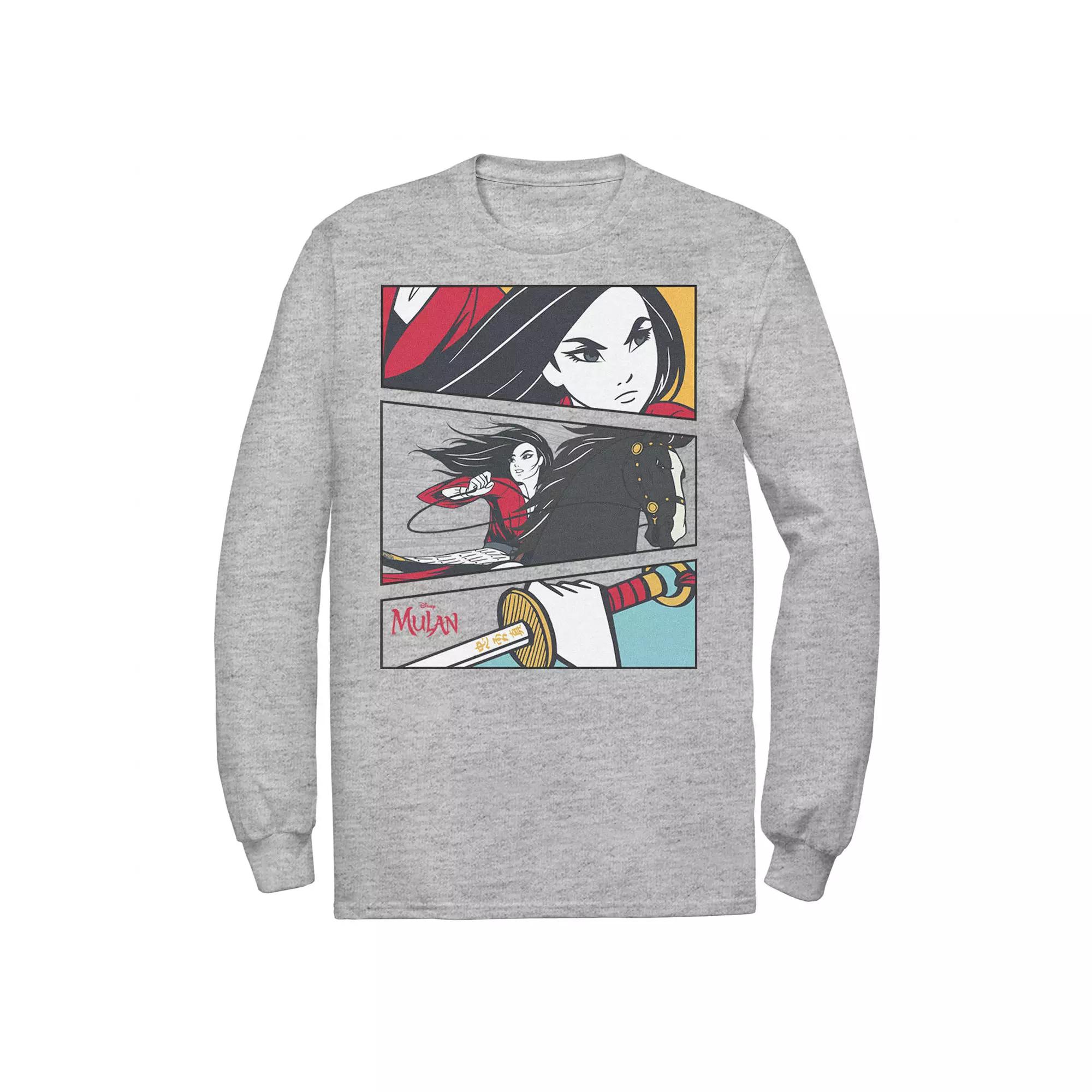 Disney's Mulan Men's Comic Action Panels Tee, Size: Medium, Athletic Grey Product Image