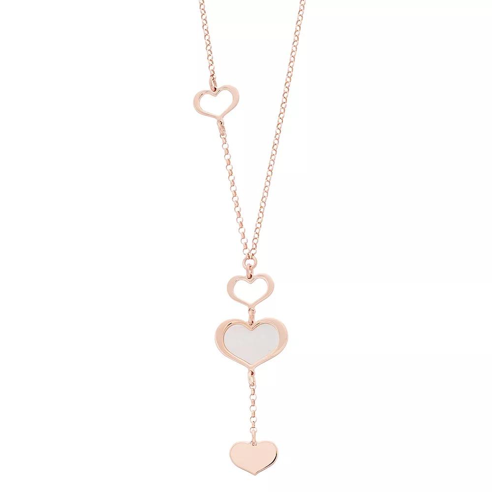 Rose Gold Tone Sterling Silver Mother-of-Pearl Heart Necklace, Women's,  Product Image