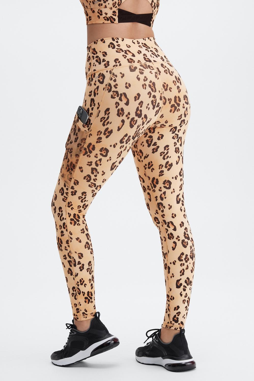 Fabletics On-the-Go High-Waisted Legging Womens Desert Leopard Size M Product Image