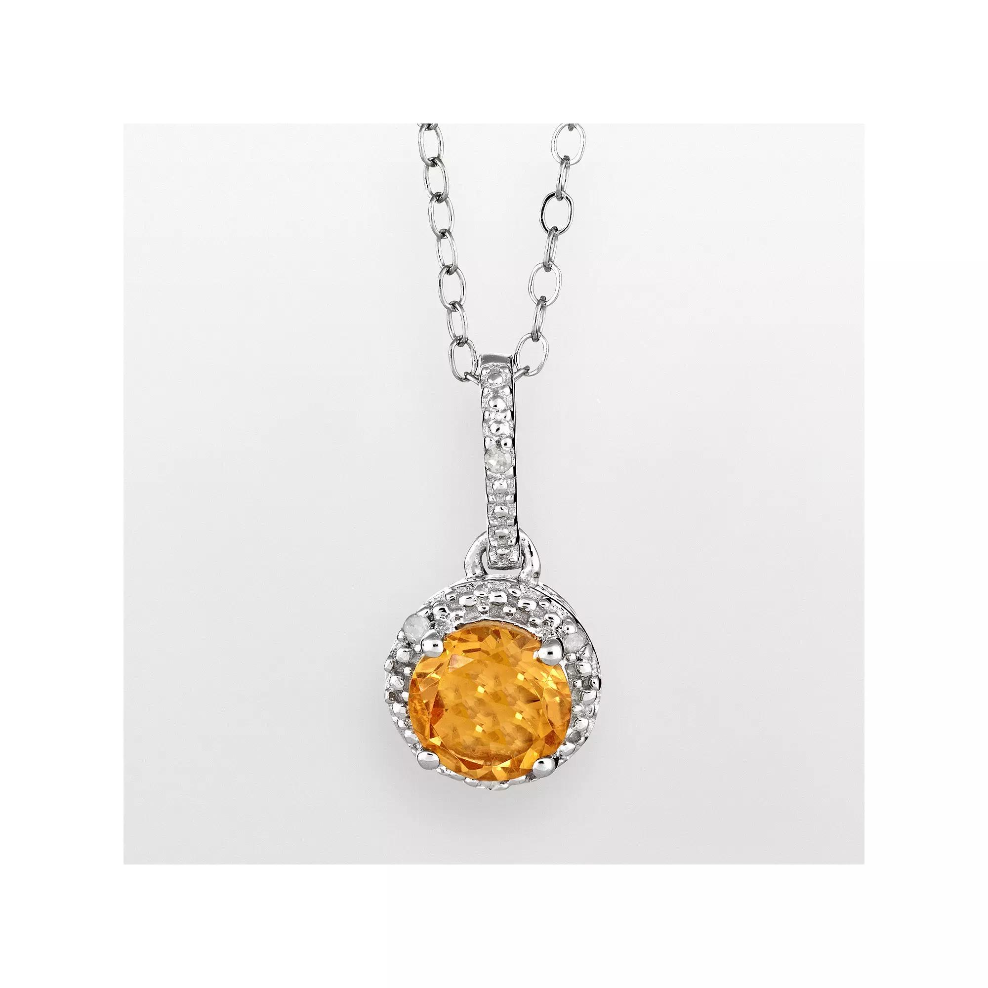 Celebration Gems Sterling Silver Amethyst and Diamond Accent Frame Pendant, Women's,  Product Image