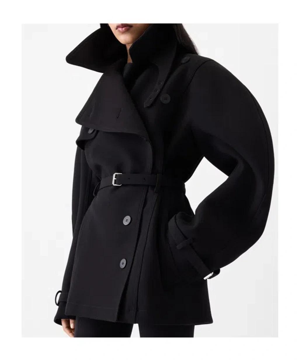 JACQUEMUS Womens Black Ovalo Court Belted Stetch-woven Trench Coat Product Image