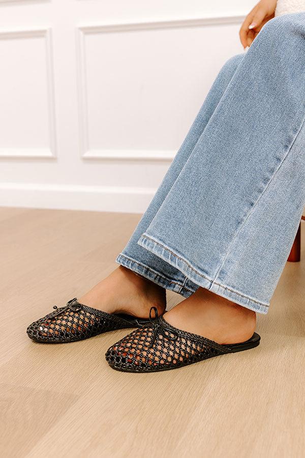 The Elsie Faux Leather Woven Flats in Black Product Image