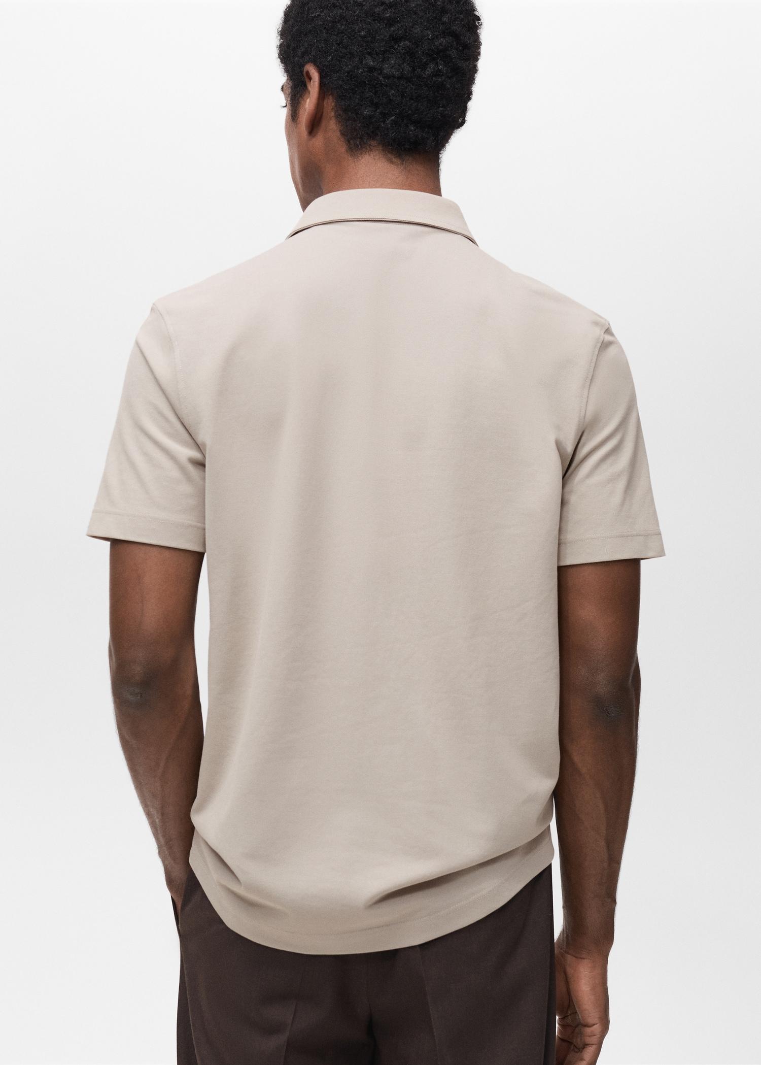 Slim-fit cotton-piqué polo shirt - Men | MANGO USA Product Image