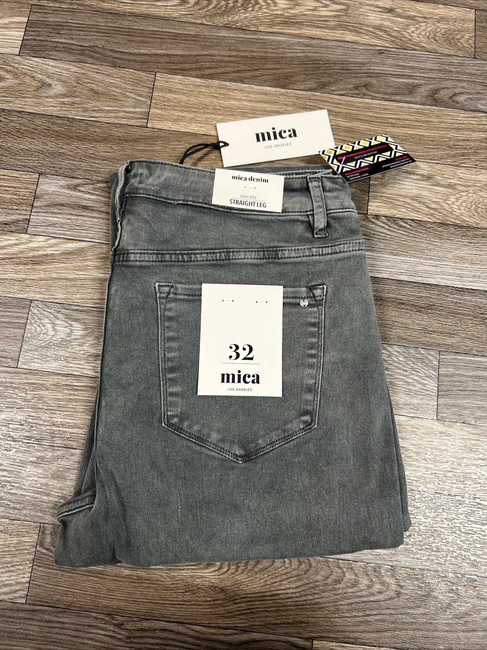 Mica Denim High Rise Straight Leg Vintage Garment Dyed Gunmetal Gray Jeans Product Image