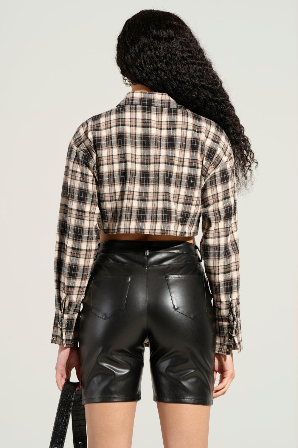 MISS PERFECT PLAID BUTTON DOWN Product Image