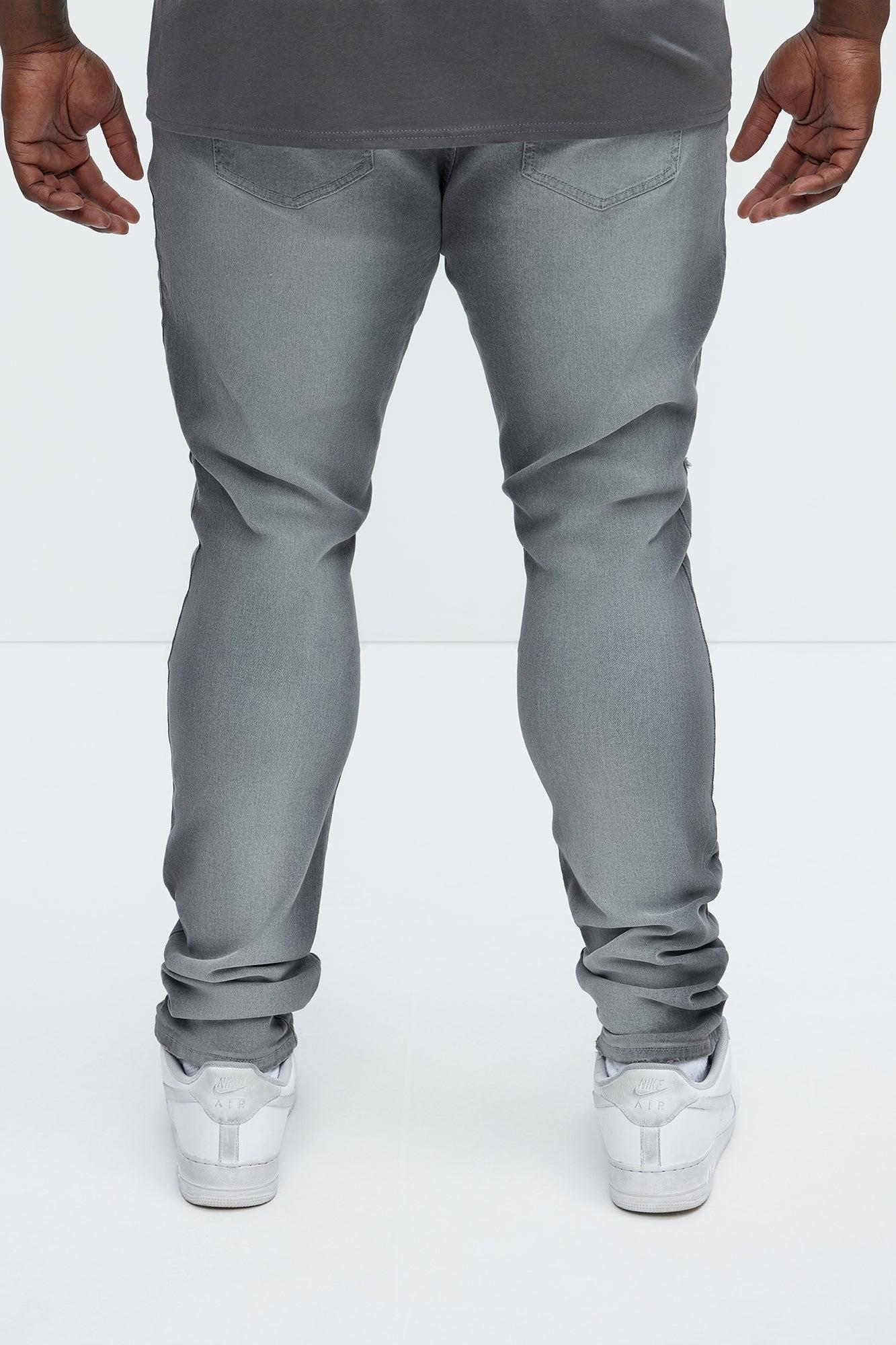 Take No L's Stacked Skinny Jeans - Grey Product Image