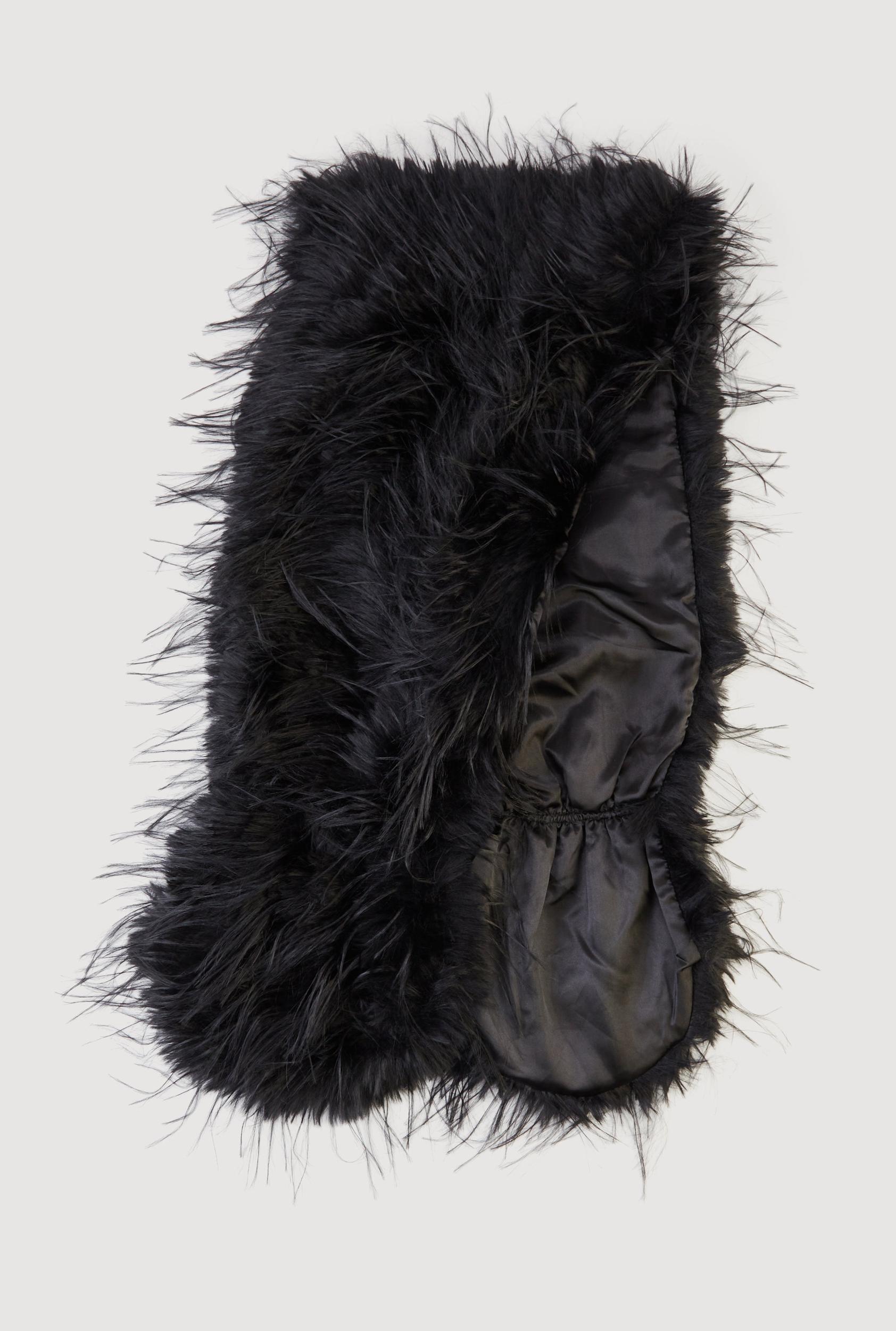 Off The Shoulder Shaggy Faux Fur Wrap Shawl Female Product Image