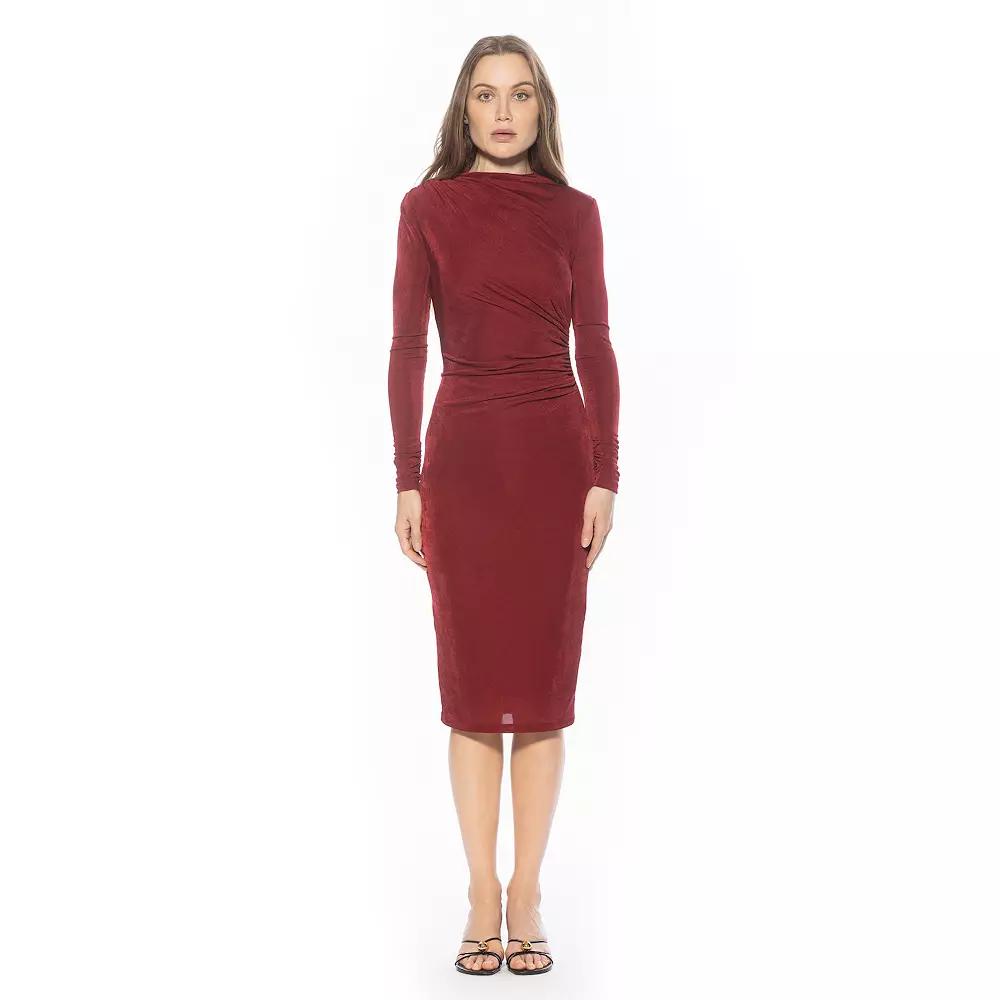 Women's ALEXIA ADMOR Draped Midi Sheath Dress,  Product Image