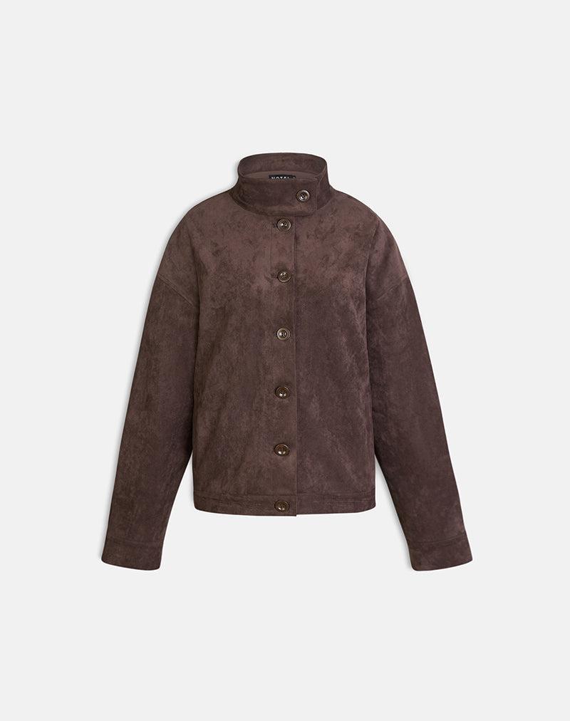 Lastika Jacket in Faux Suede Dark Brown Female Product Image