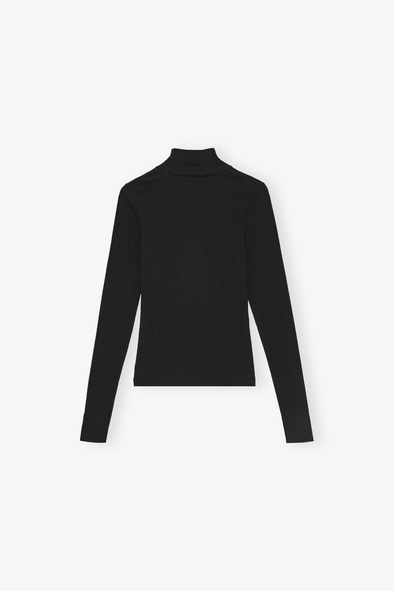 Black Soft Cotton Rib Rhinestone Top Product Image