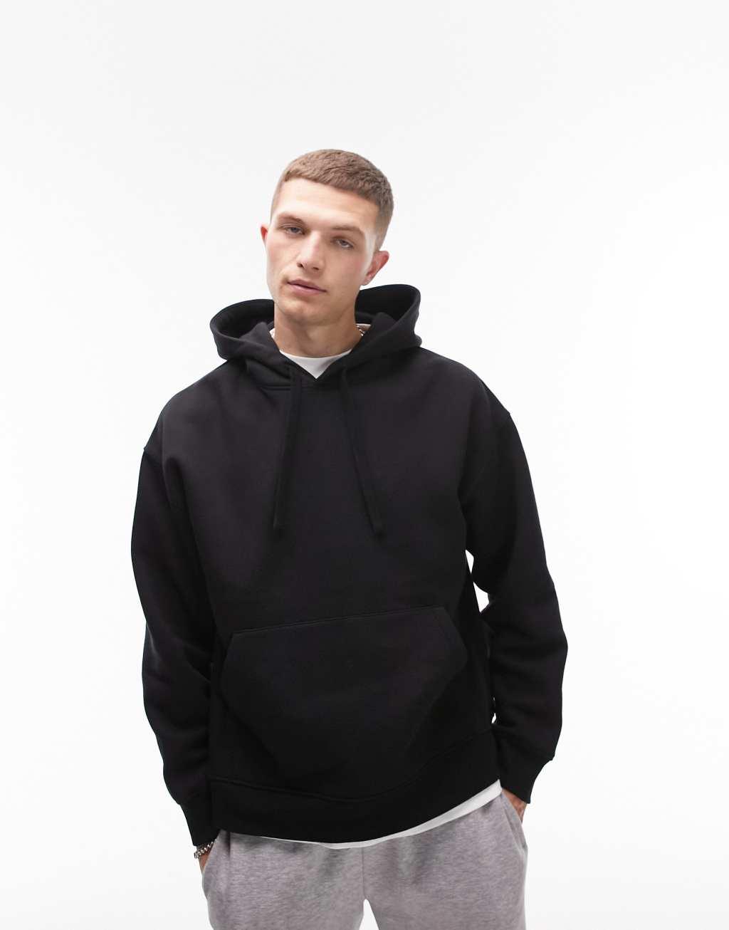 Topman oversized hoodie in black Product Image