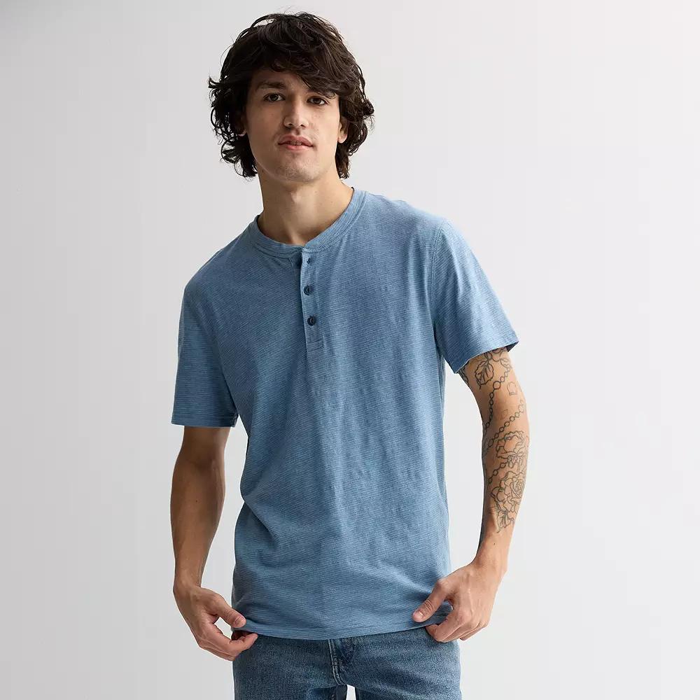 Men's Sonoma Goods For Life® Essential Short Sleeve Striped Henley T-Shirt,  Product Image