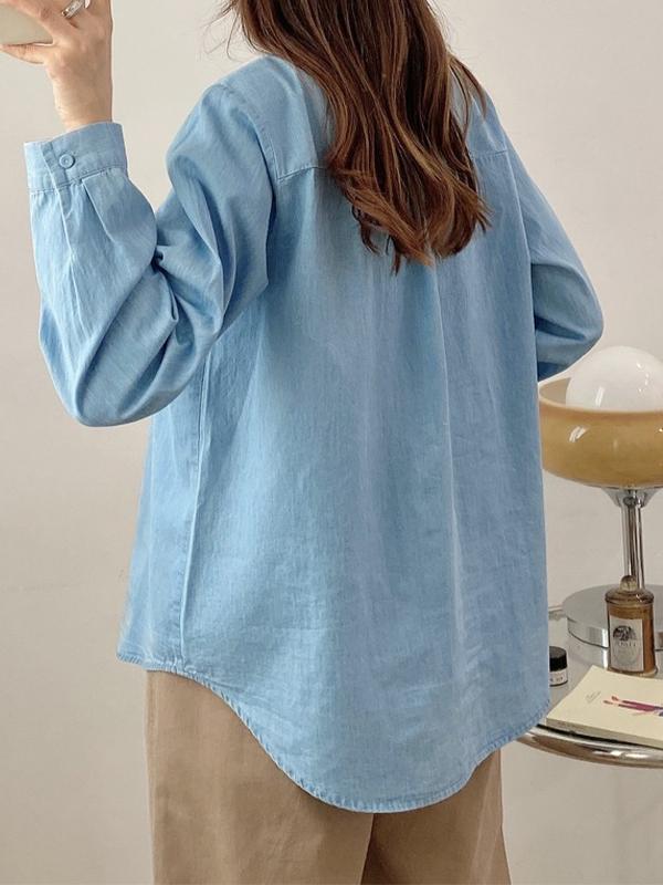 Vintage Bear Flower Embroidery Denim Blouses&Shirts Product Image