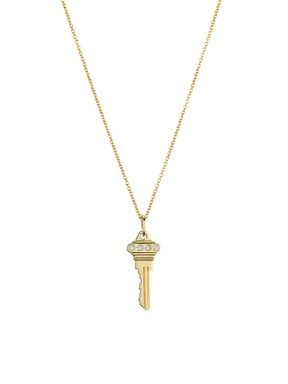 Womens Key 18K Yellow Gold & 0.05 TCW Diamond Necklace Product Image