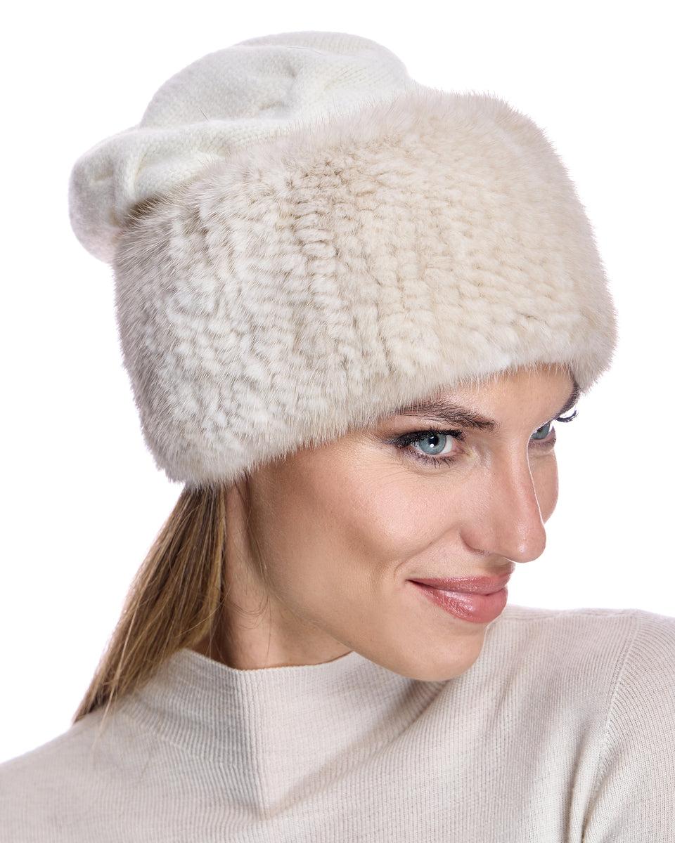 Wool Hat With Knitted Mink trim Product Image