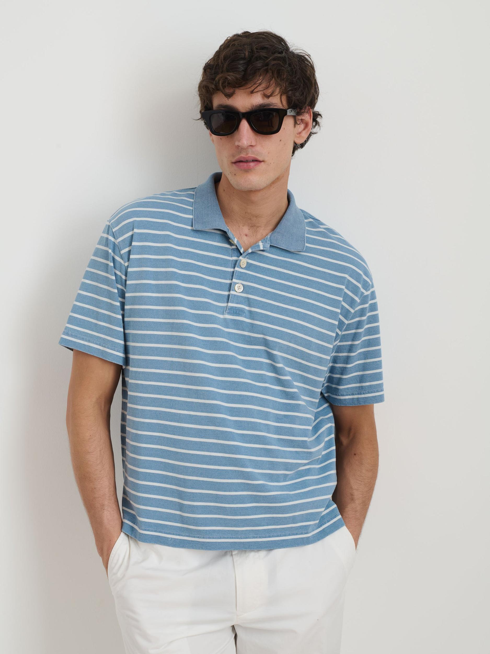 Lucas Polo In Indigo Stripe Product Image