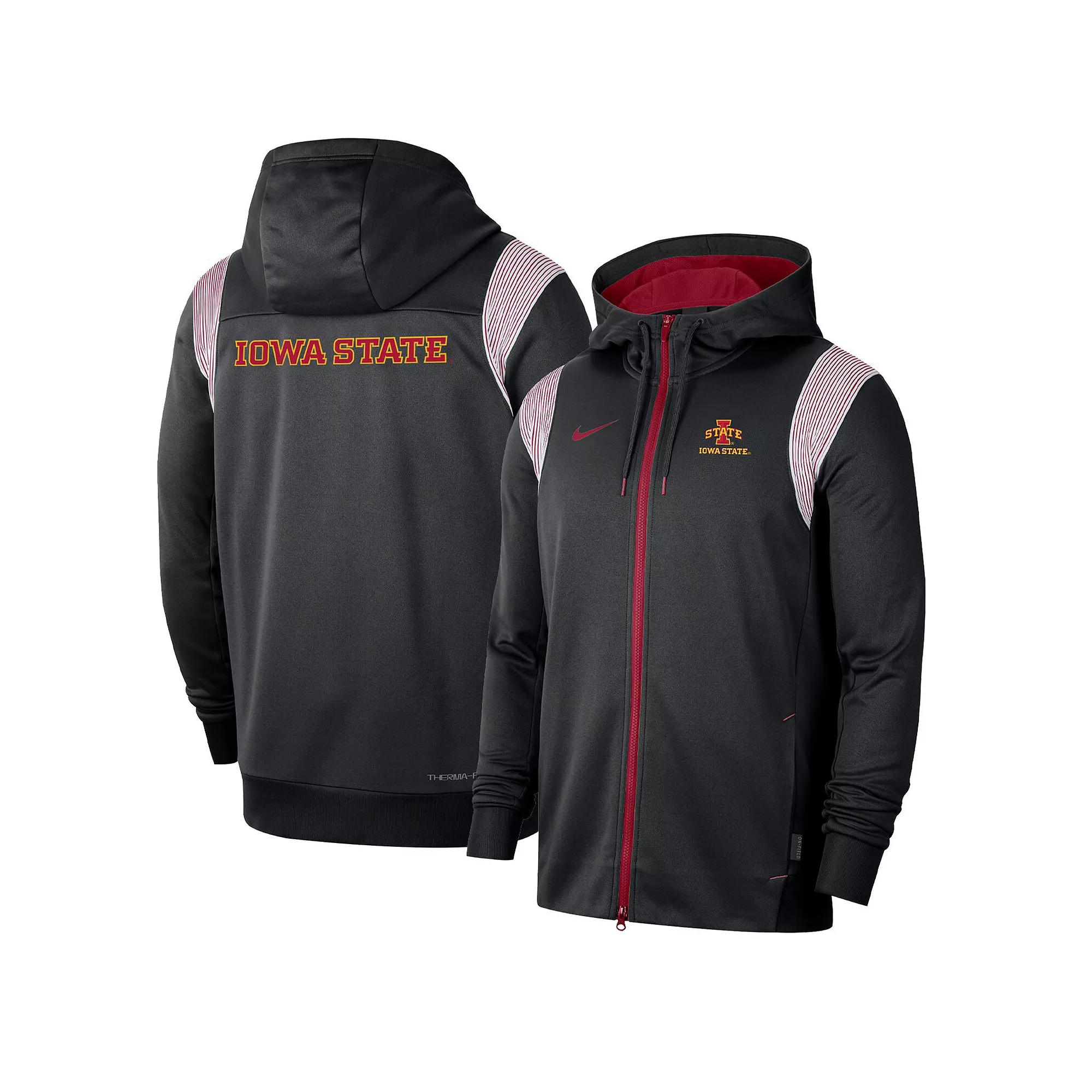 Men's Nike Black Iowa State Cyclones Sideline Performance Full-Zip Hoodie, Size: Large Product Image