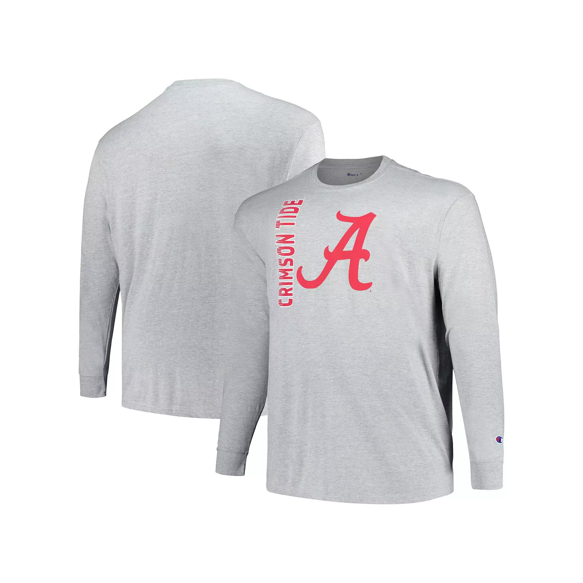 Men's Champion Heather Gray Alabama Crimson Tide Big & Tall Mascot Long Sleeve T-Shirt, Size: 4XB, Grey Product Image