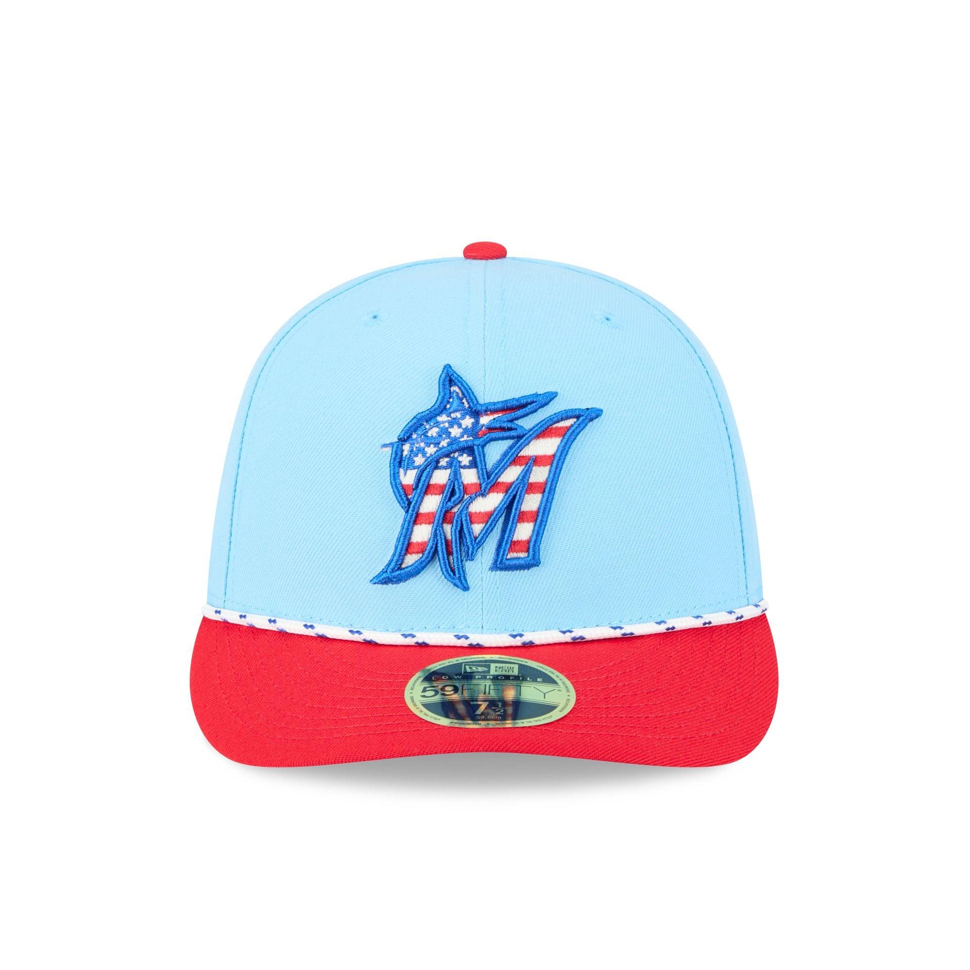 Miami Marlins Independence Day 2025 Low Profile 59FIFTY Fitted Hat Male Product Image