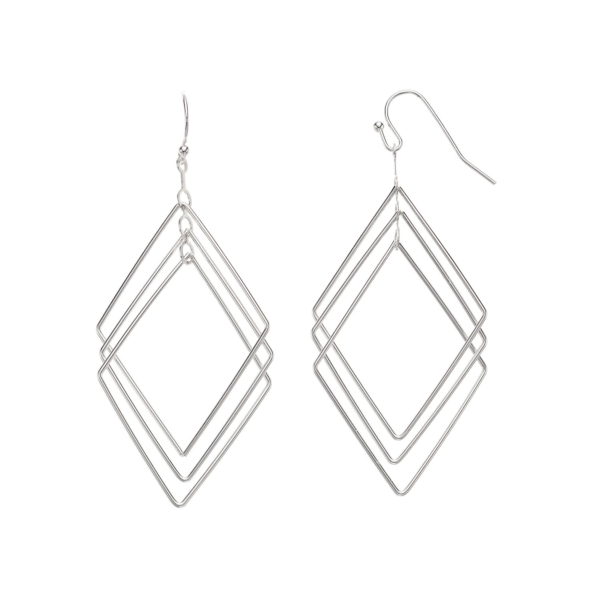 LC Lauren Conrad Geometric Nickel Free Drop Earrings, Women's, Silver Tone Product Image